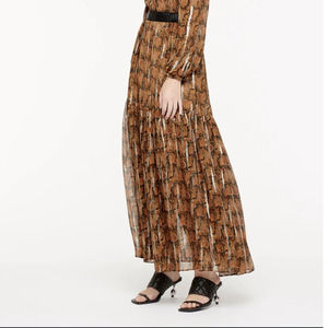 Manning Cartel Gypsey Ballads Brown Orange And Gold Metallic Skirt Size XS NWOT